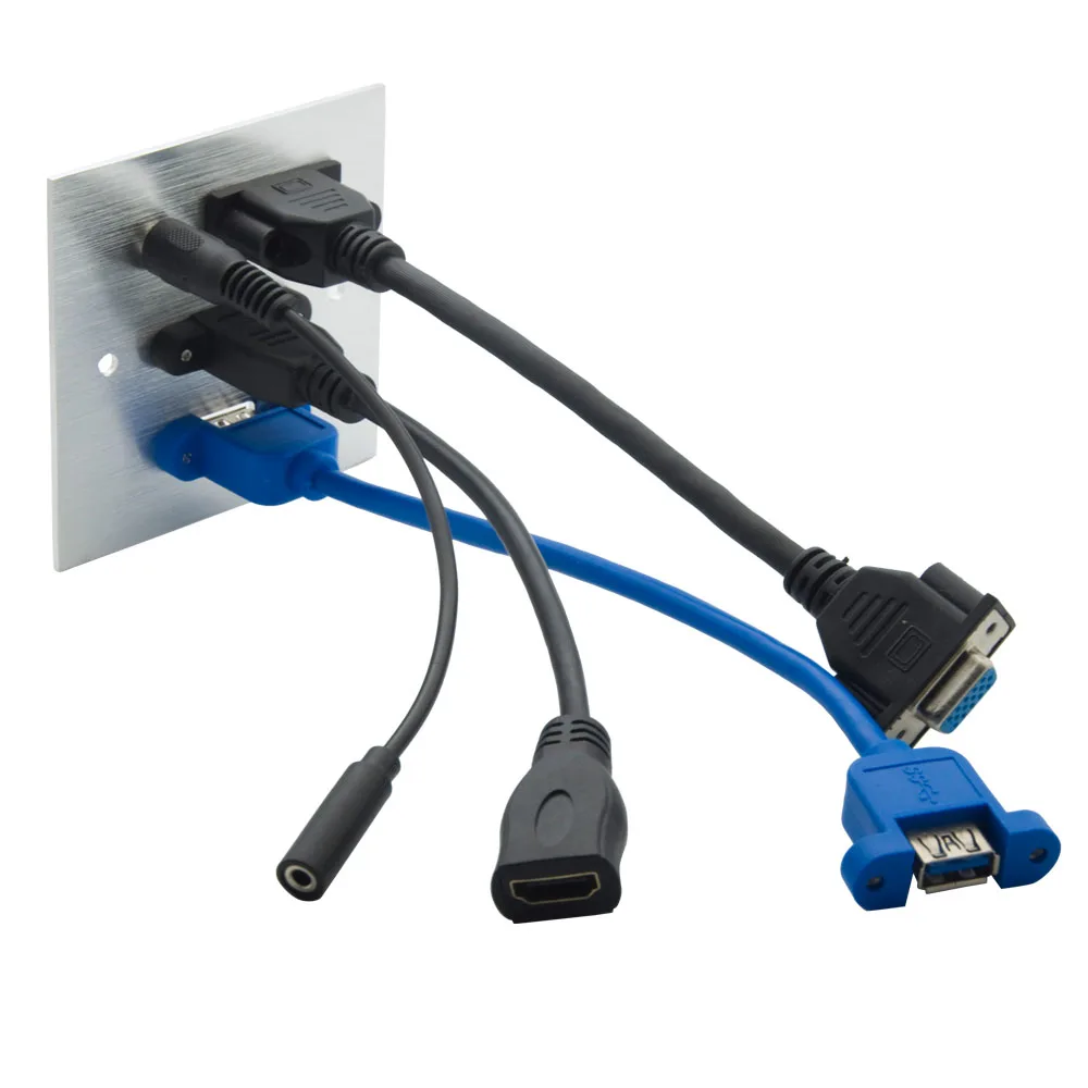 1 комплект алюминиевый 86 стиль VGA 3 5 мм стерео аудио HDMI USB 0 гнездо к женскому