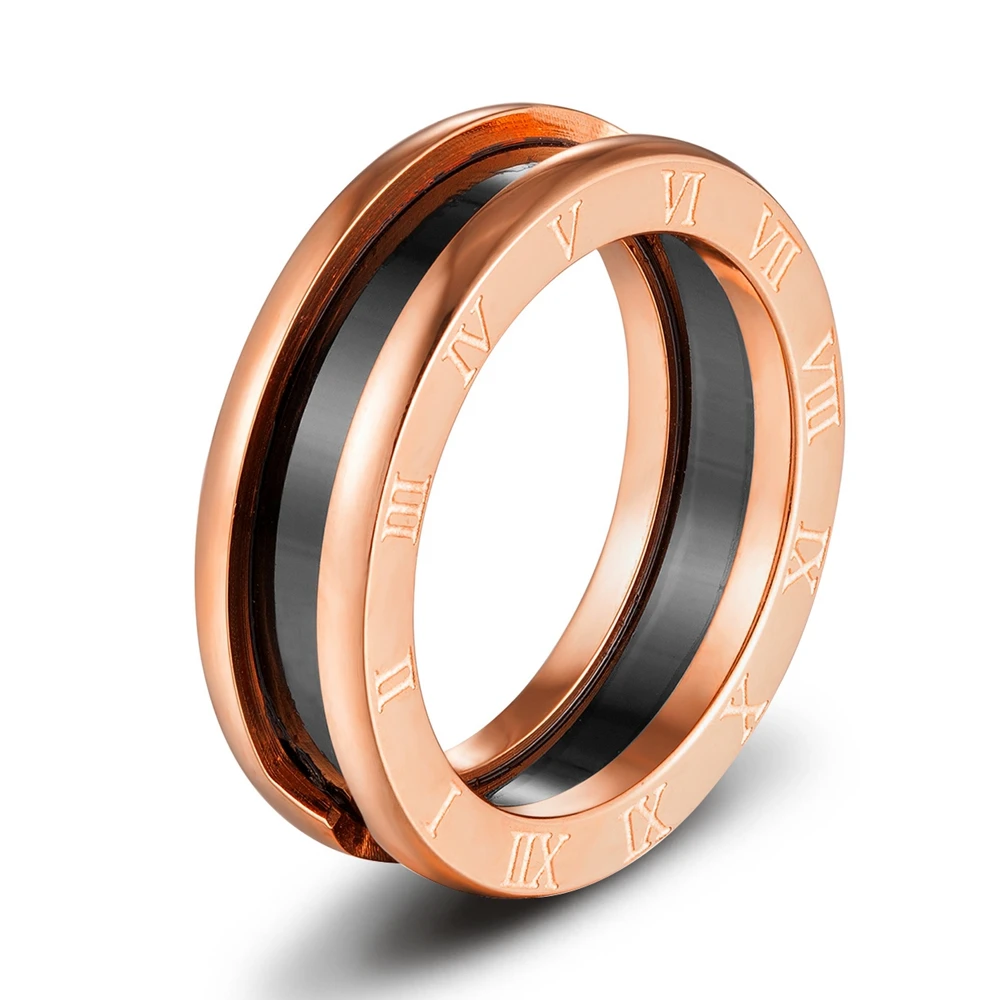 Кольца с римскими цифрами для мужчин и женщин из нержавеющей стали цирконием в