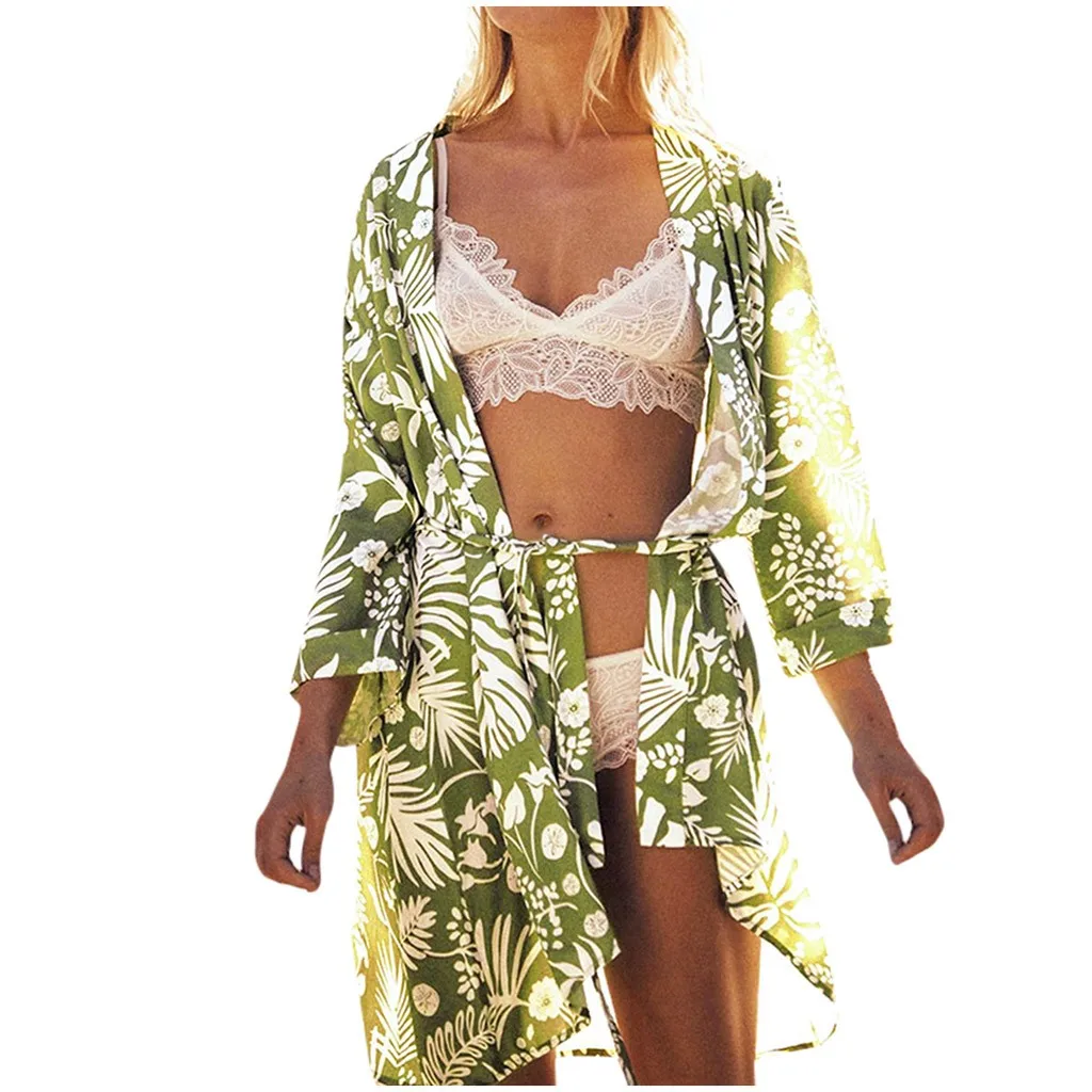 Сексуальные женские Цветочные блузки летние кимоно кардиган Макси рубашки с