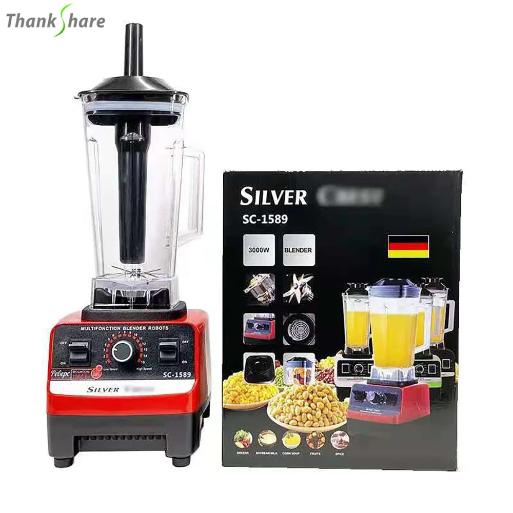THANKSHARE 3000W Heavy Duty Commercial Grade Blender 6 Blades Mixer Juicer Fruit Food Processor Ice Smoothies BPA Free 2L Jar