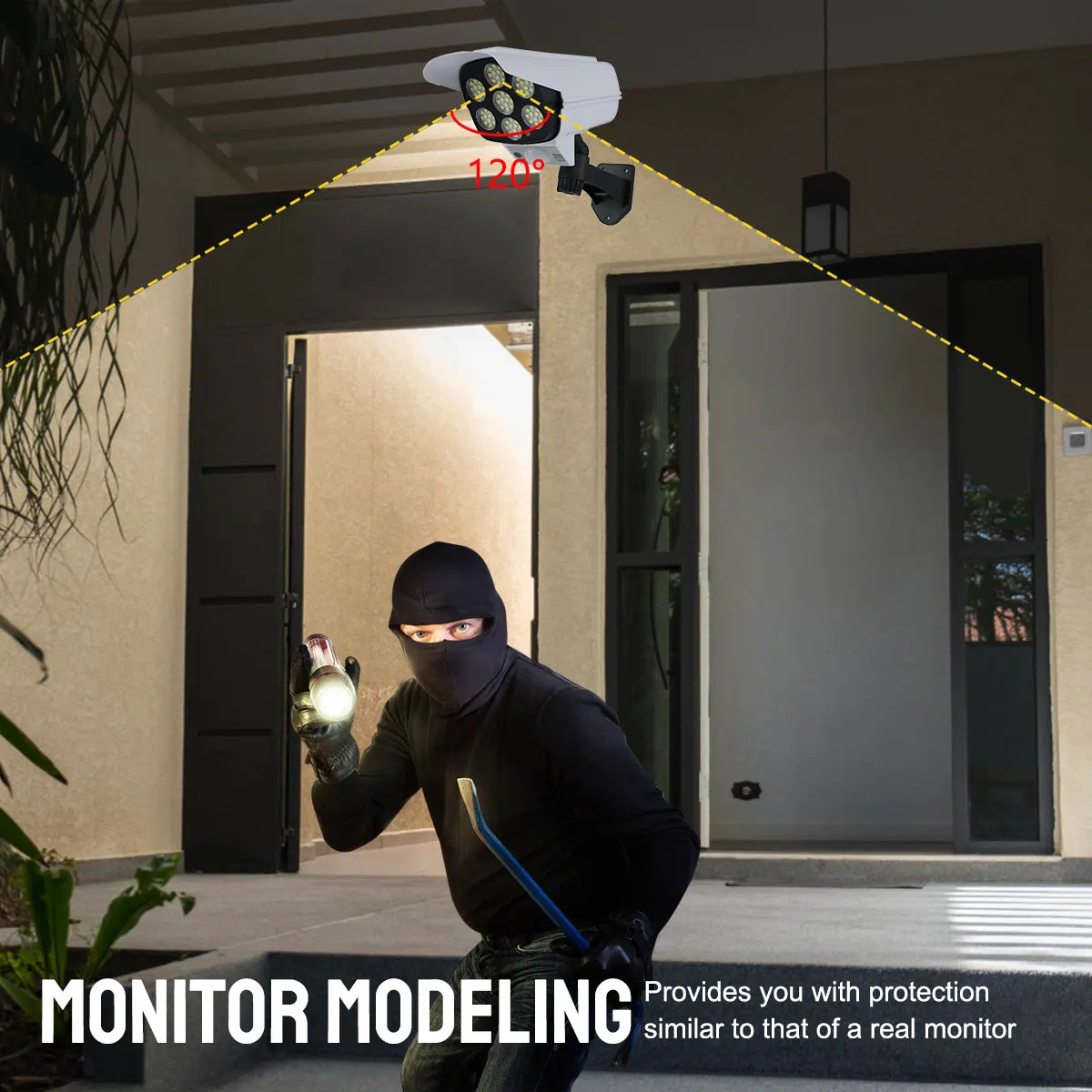

New Solar Sensor Camera Lights Outdoor with LED 800lms Fake Camera Light Fence Light 3 Working Modes IP65 Waterproof Fence Light