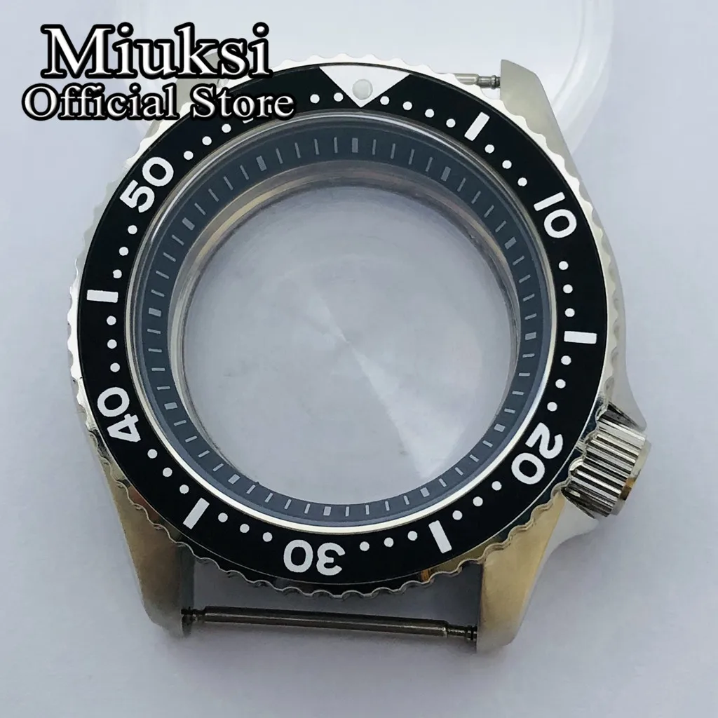 

Серебристый стерильный чехол Miuksi для часов 42 мм, сапфировое стекло, черная рамка, черное кольцо в главе, подходит для движения NH35 NH36