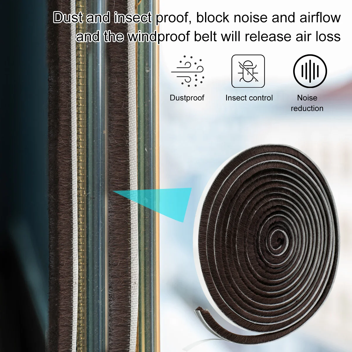 5M Door Weather Stripping Wind-proof Brush Strip For Home Window Sound Insulation Gasket dusting sealing tape | Обустройство дома