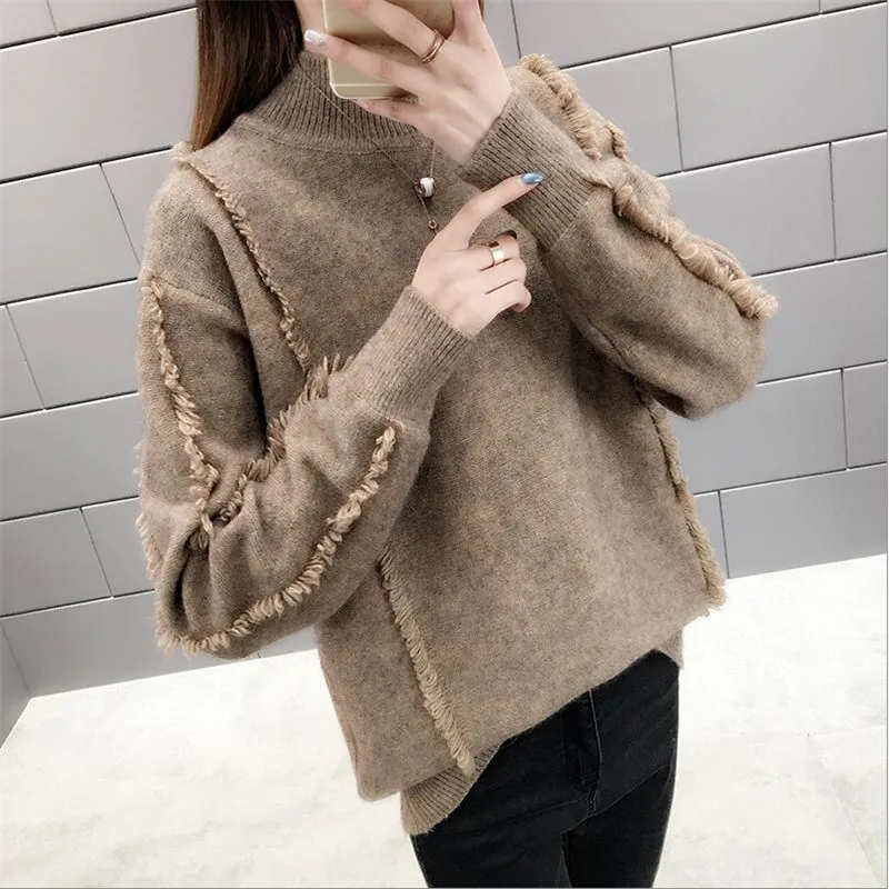 Полувысокий воротник ins свитер женский Весна и осень 2019 новая модель куртки с