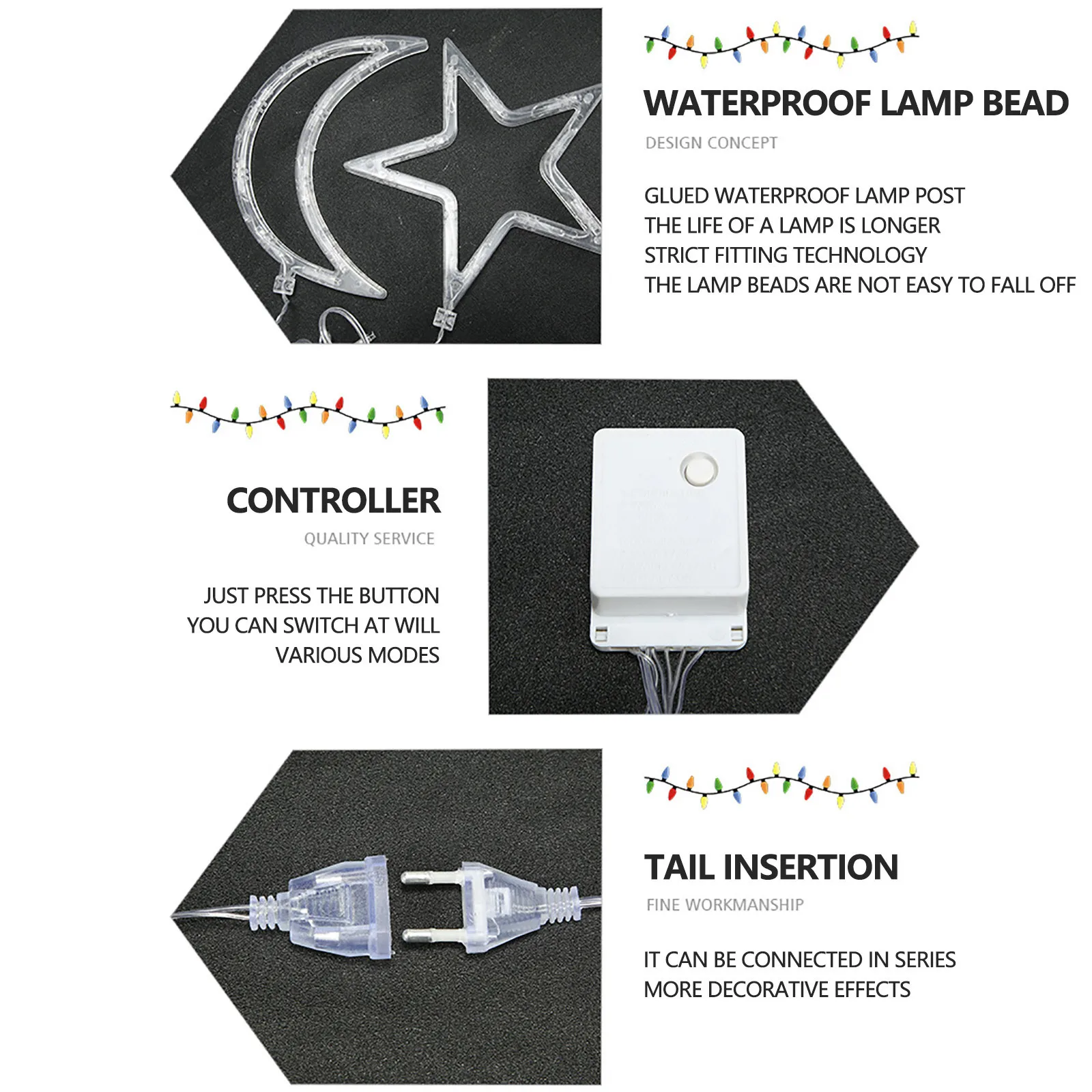 СВЕТОДИОДНАЯ Гирлянда со звездами и луной теплое романтическое праздничное