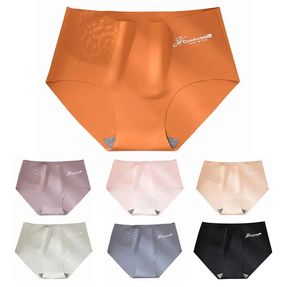 

Women Seamless Stretchy Breathable Letter Print Solid Color Underwear Briefs