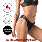 Женские менструальные трусики, кружевные, непротекающие, 4-слойные, быстровпитывающие, из бамбука, нижнее белье, размера плюс