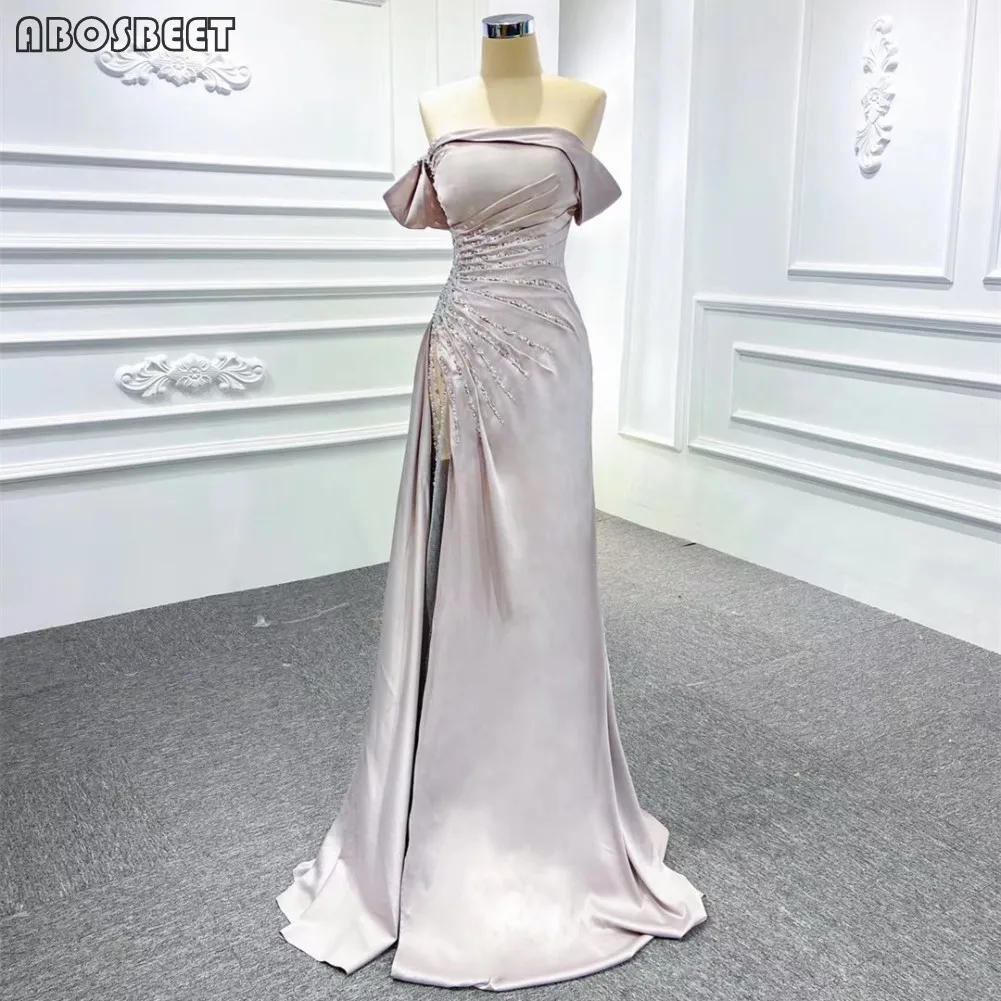 

Black Mermaid Prom Dress with Detachable Sleeve Luxury Beads Pleat Top Front Split Mermaid Long Formal Eveing Gown with Train