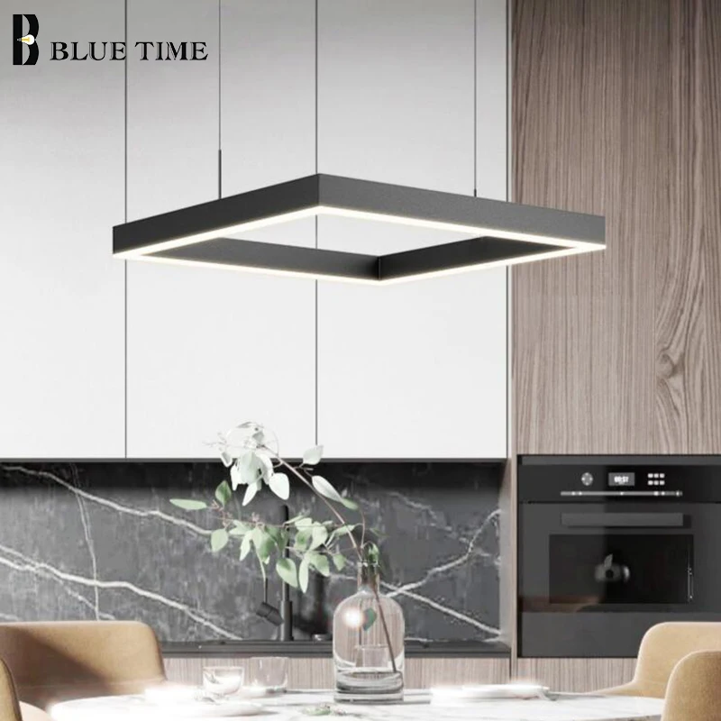 Современная светодиодная люстра для домашнего украшения потолочного света для гостиной, столовой, кухни, спальни, квадратные крепления.