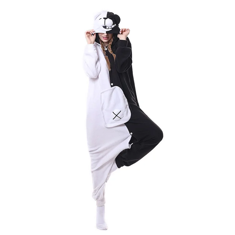 

Комбинезон-Кигуруми для взрослых Monomi Bear Косплей Костюм Аниме 3D Монокума пижамы для хэллоуивечерние комбинезоны Пижамный костюм