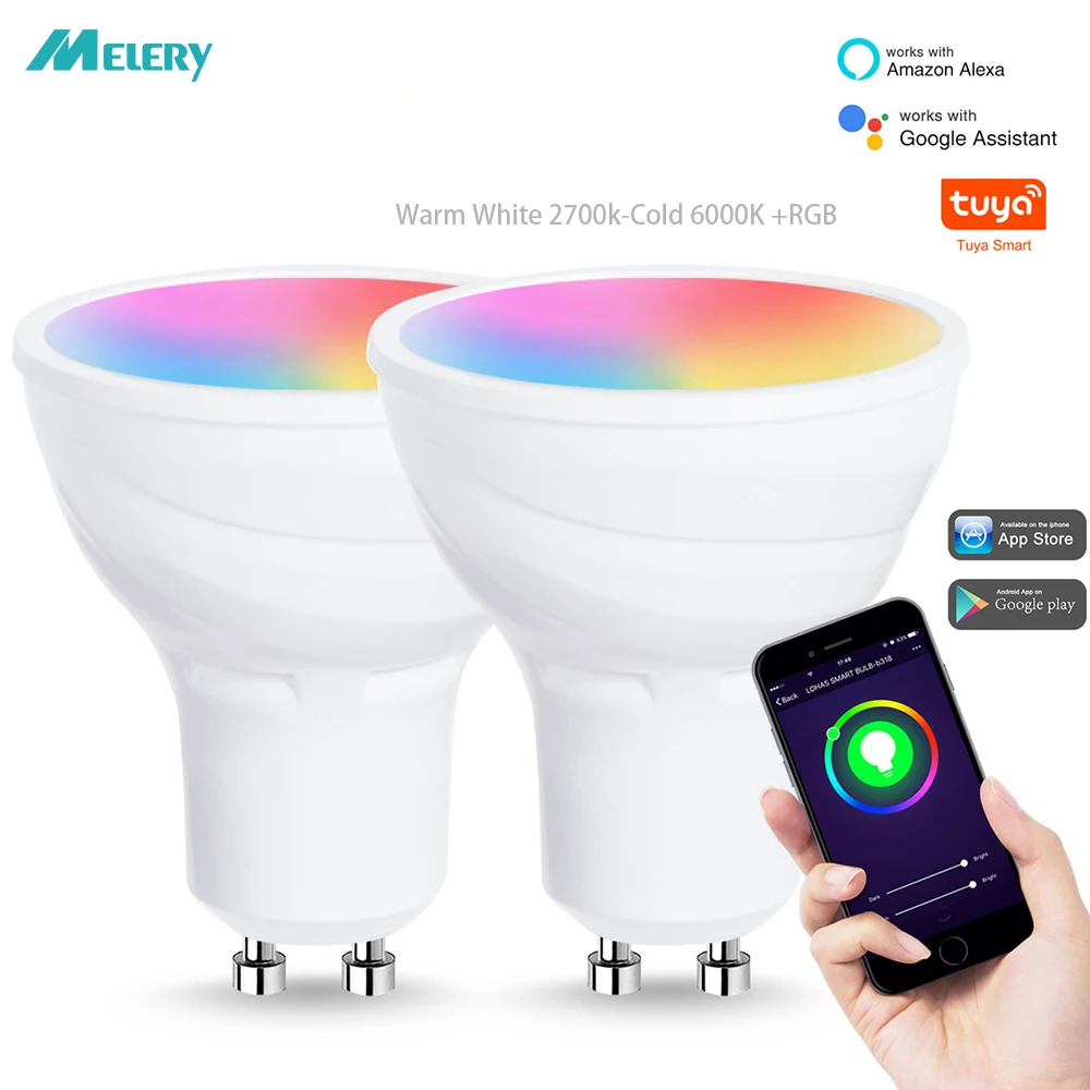 Умная Светодиодная лампа с Wi Fi GU10 RGB 5 Вт эквивалентная 50 атмосферная Спортивная