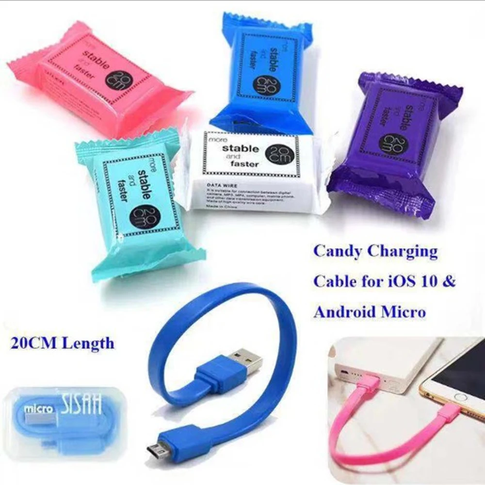 1 шт. милый кабель для передачи данных в виде конфет USB 2 0 переносной быстрой