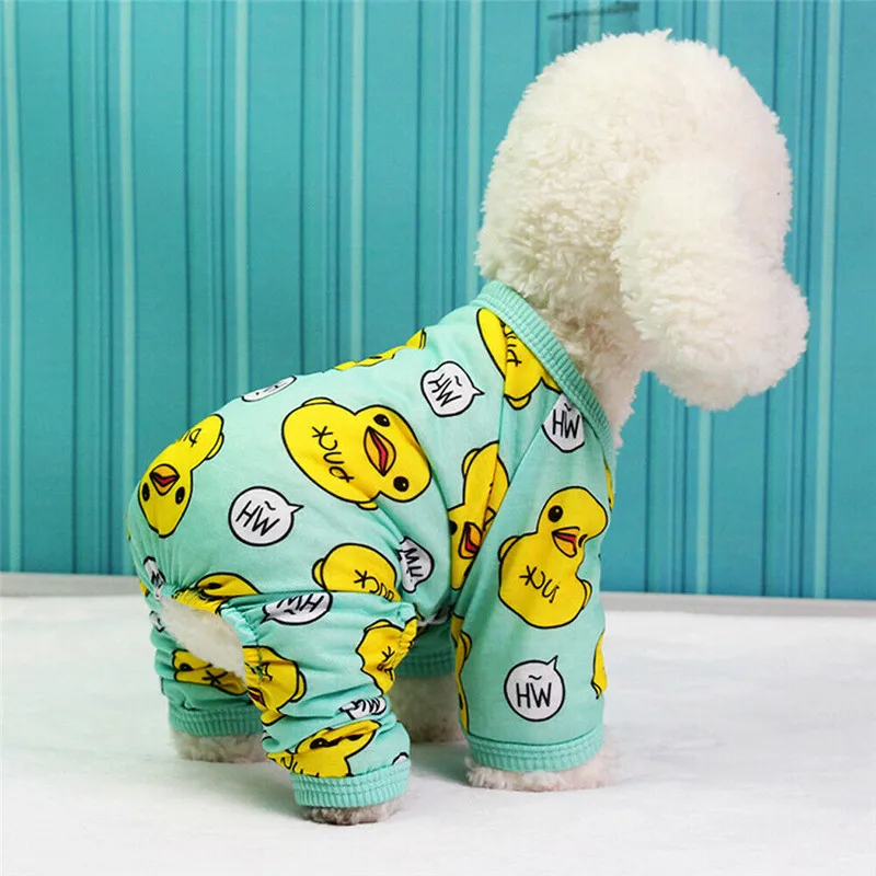 Cute Printed Pet Clothes Small Dog Jumpsuit Chihuahua Pajamas Hoodie Coat for Dogs Cats Super Soft Warm Puppy Costume | Дом и сад