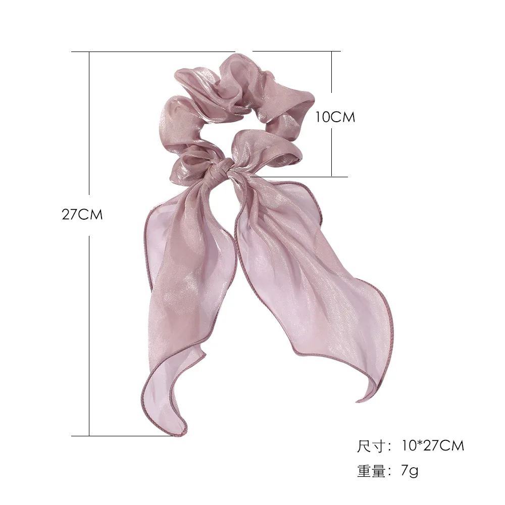 

Solid Retro French Silk Elastic Hair Bands Women Girls Fashion Long Ribbon Tie For Decoration Simple Accessories