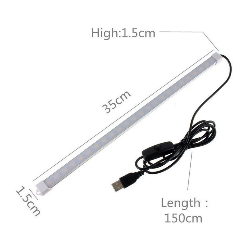 USB 35/40cm SMD 5630 LED Rigid Strip Hard Bar Light On/Off Tube Lamp DC5V USA