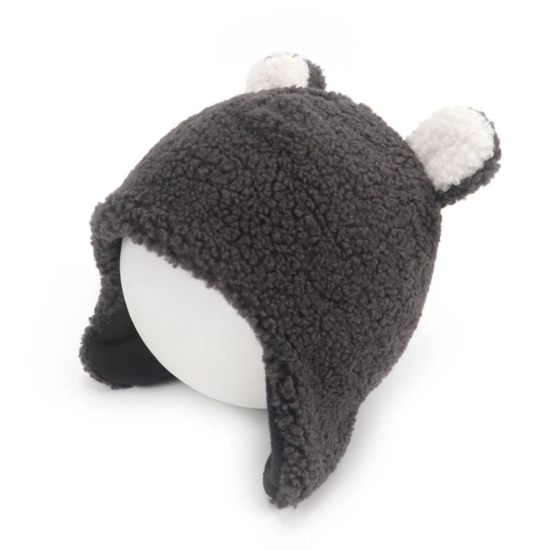 

Baby Cute Bear Ears Earflap Hat Winter Warm Plush Beanie for Toddler Infant