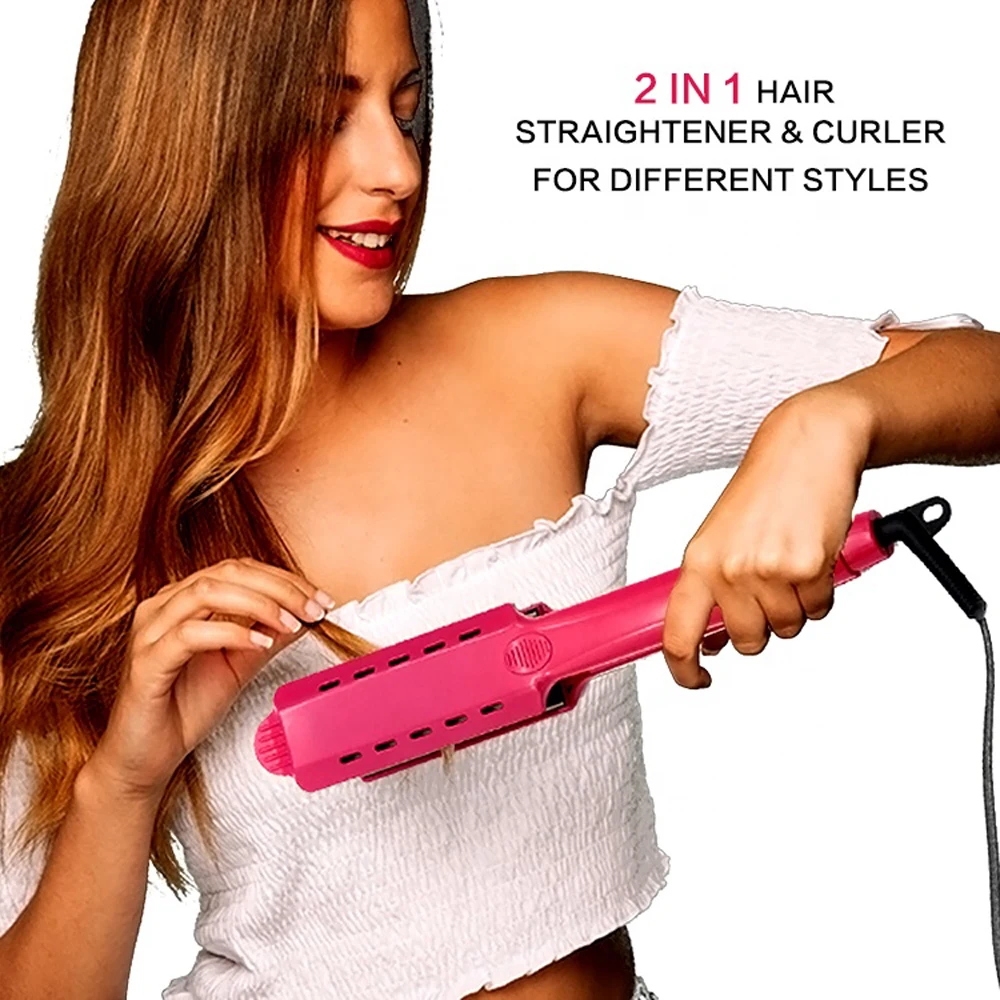 2 in 1 Hair Straightener Curling Iron Professional Ceramic Flat Iron Multifunctional Temperature Control Hair Curler Style Tools