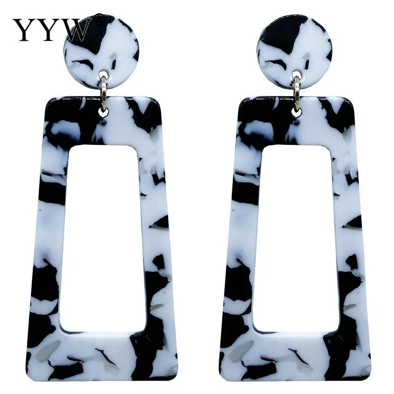 Ацетатный лист висящие серьги женские полые геометрические узор леопардовые