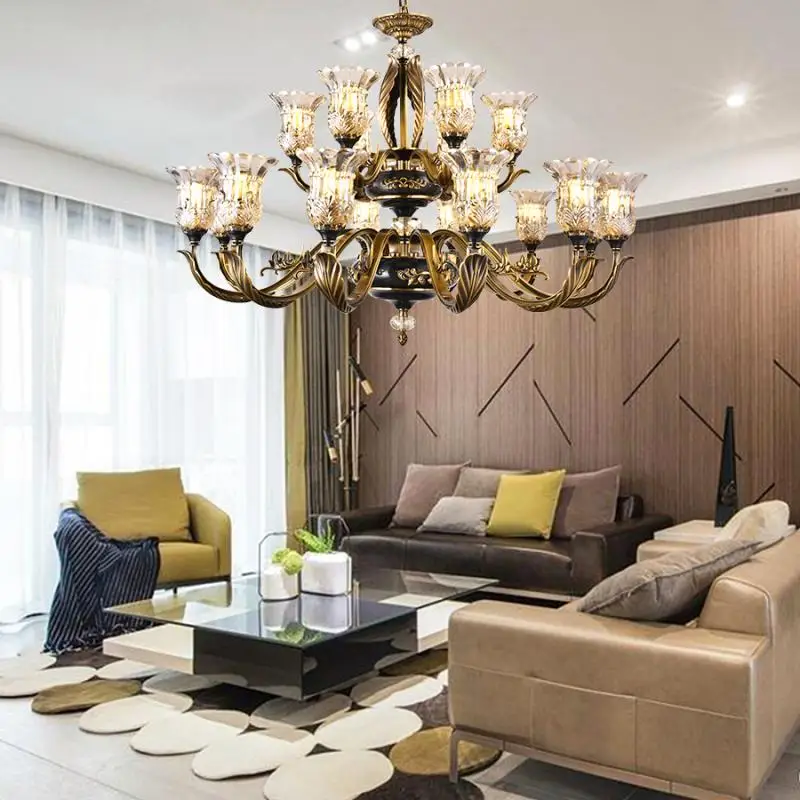 Роскошный чехол портмоне в ретро стиле Черный бронзовая люстра освещение Nordic