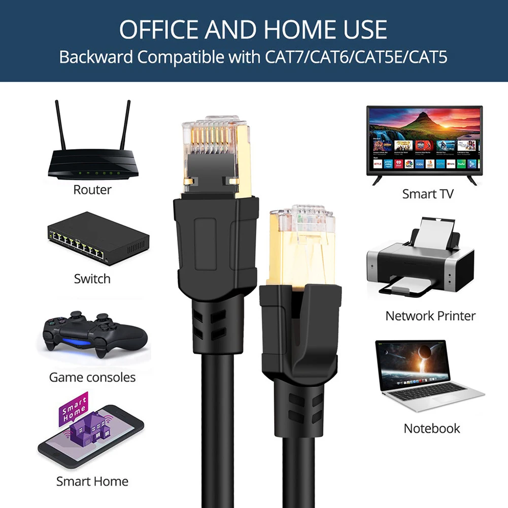 Cat8 RJ45 Ethernet кабель 2 ГГц модем маршрутизатор ПК LAN сети Интернет Патч корд провода