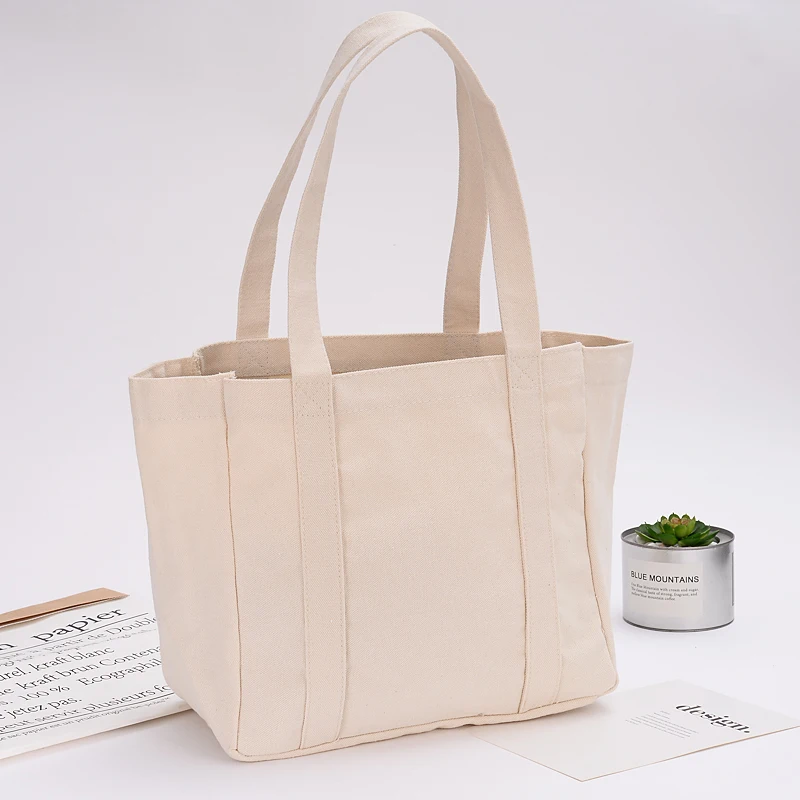 Экологический Холст Tote белые Сумочки Tote сумки многоразовые хлопковые продуктовые сумки высокой емкости для покупок толстые мини-сумки