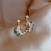south koreas new silver needle color diamond unicorn earrings fashion personality pony pendant earrings net red girl earrings