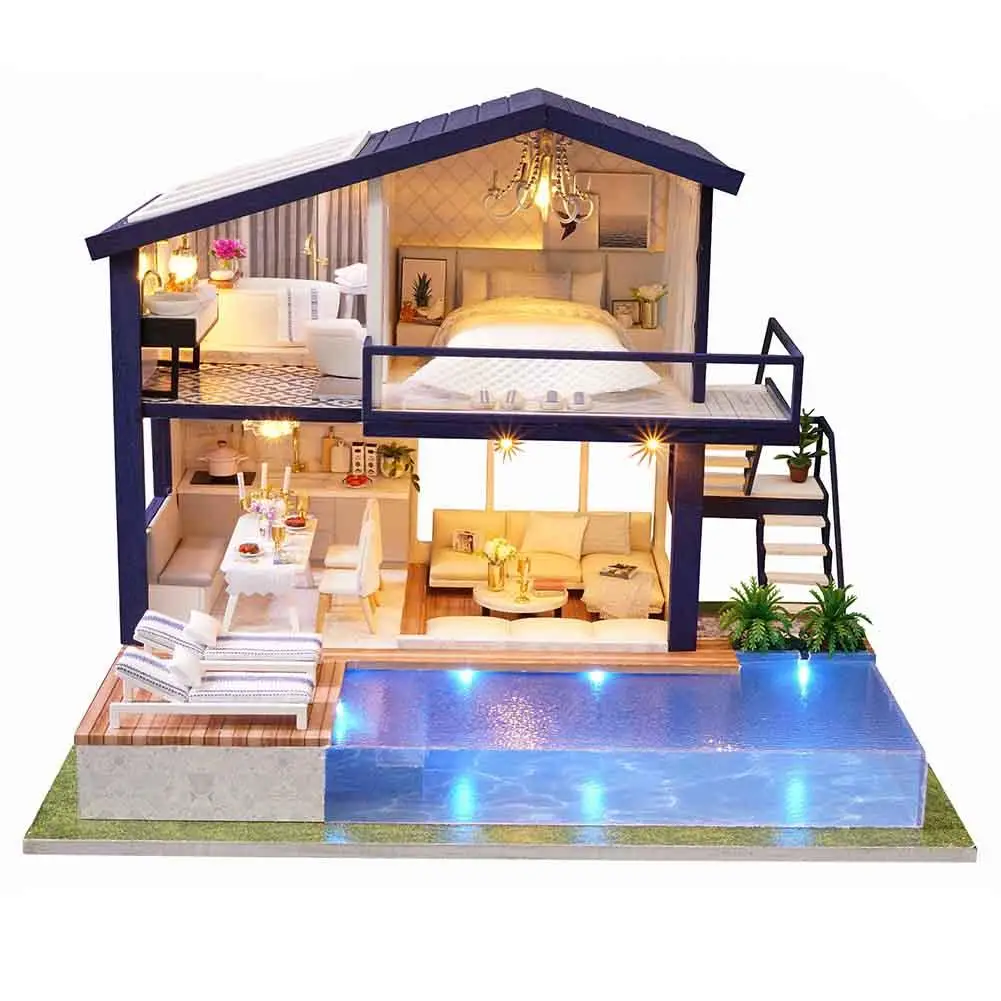 DIY Домик домик маленький дом Кукольный деревянная ручная сборка украшение дома