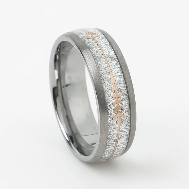 

Кольцо мужское из вольфрама, метеоролита, 8 мм