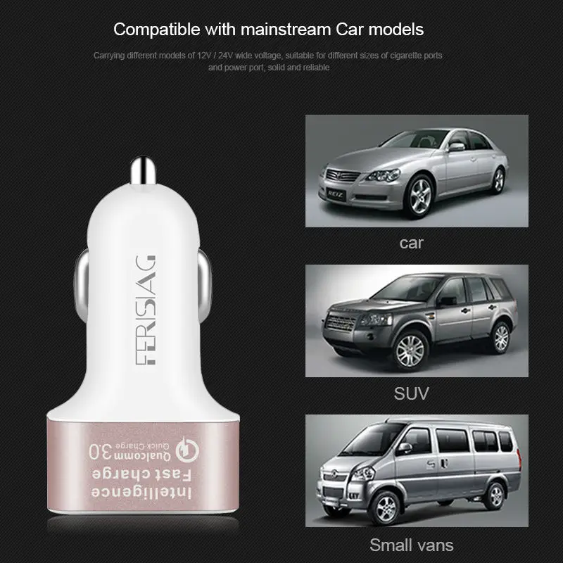 FERISING QC3.0 автомобильное зарядное устройство 3 порта Micro USB 9V 12V мобильный телефон