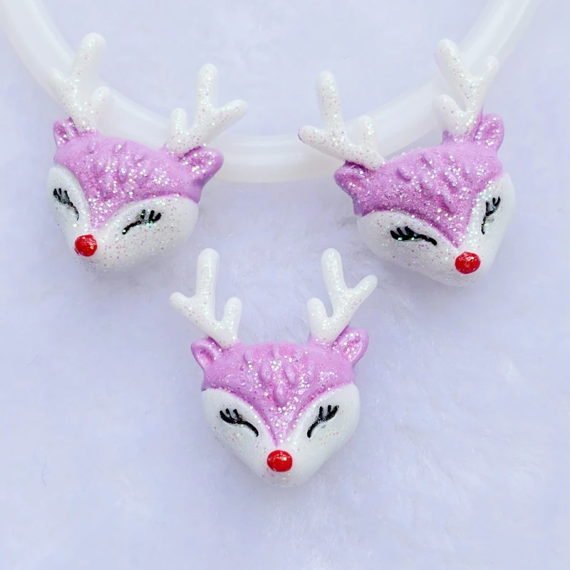 

10Pcs/Lot Mini Powder Cute Deer Head Flatback Resin Kawaii Scrapbooking Embellishments Diy Accessories E63