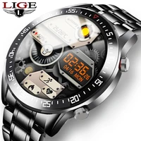 lige new steel band smart watch men full touch screen sport fitness tracker watch ip68 waterproof for android ios man smartwatch