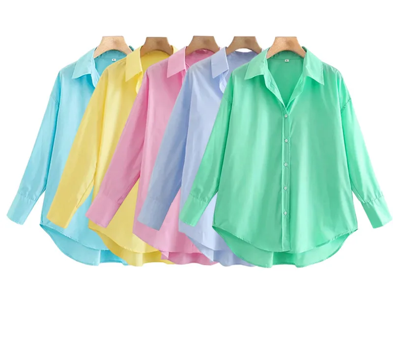 Блузка Catte Женская на пуговицах модный свободный поплиновый Топ винтажная