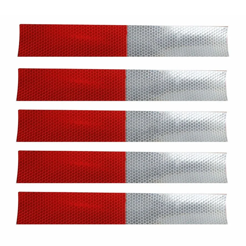 

10Pcs Night Driving Safety Secure Red White Sticker Car Reflective Sticker Warning Strip Reflective Truck Auto Supplies 4.5*30cm