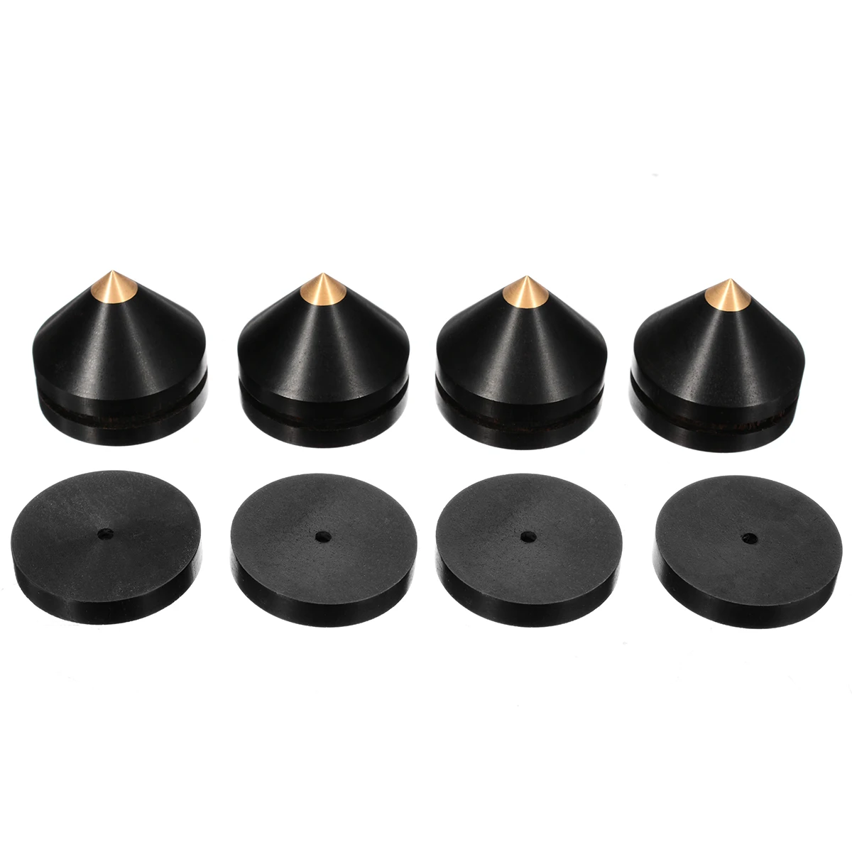 

Mayitr 4pcs Black Speaker Spike 23mm Ebony Isolation Cone Wooden Copper Stand Feet +Base Pad For Speaker