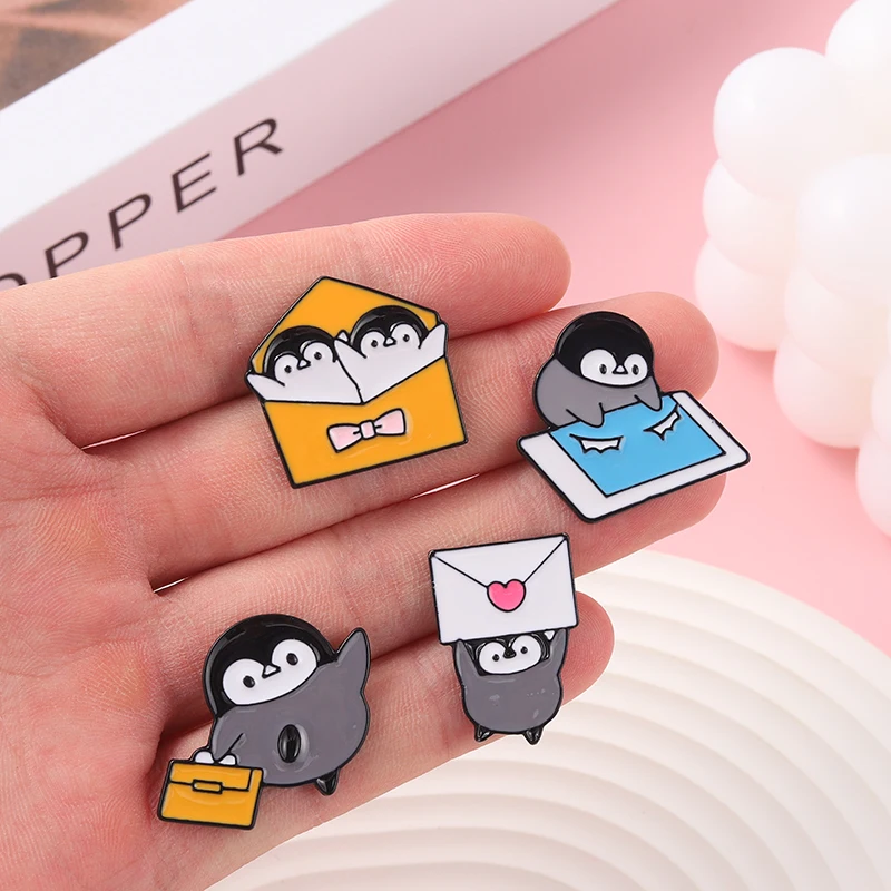 Custom Deliver Love Bear Enamel Pins Penguin Postman Brooches Shirt Lapel Badge Bag Funny Cute Jewelry Gift For Kids Friend |