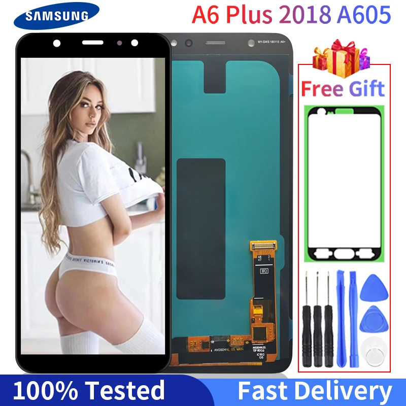

ЖК-дисплей для Samsung Galaxy A605, A605F, A605FN, A6 +, A6 PLUS, 100% тестирование, сенсорный экран, дигитайзер в сборе с подарком