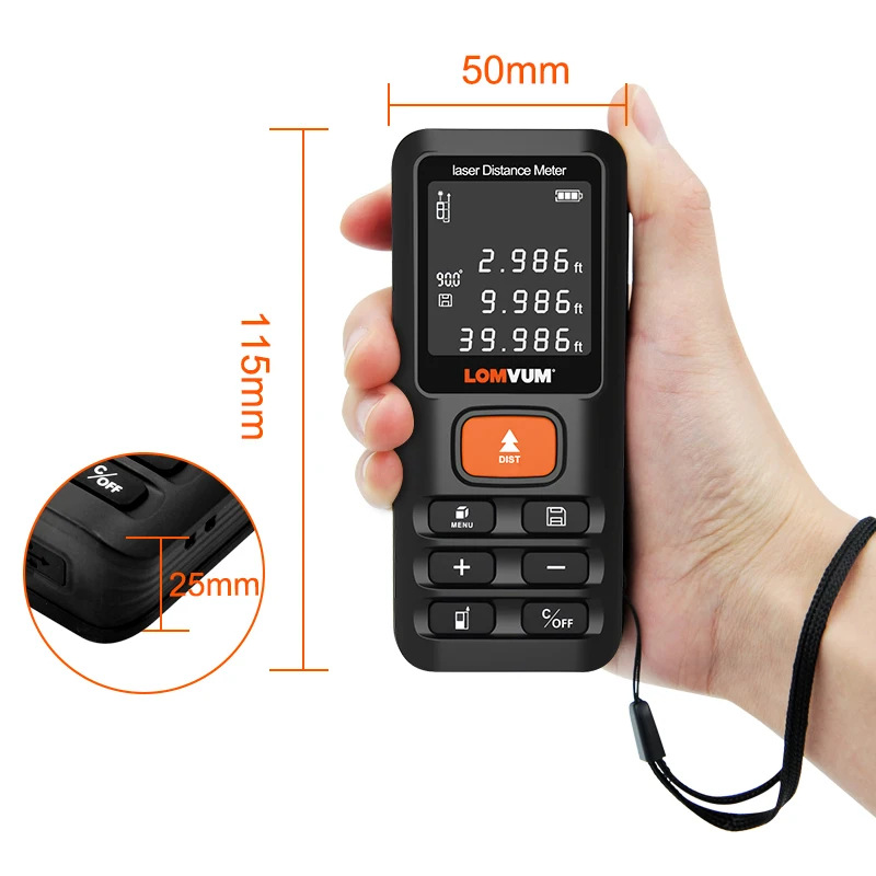 New Digital Tilt Laser Distance Meter 70m 120m Handheld Rangefinder Electronic Leveling Angle Finder 99 Sets Data Tape LOMVUM |