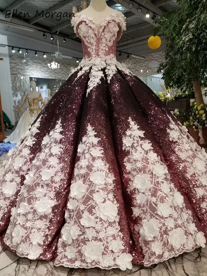 Colorful African Black Girls Prom Dresses 3D Flowers Off Shoulder Event Party Dress Ball Gown Quinceanera Pageant Miss Girl