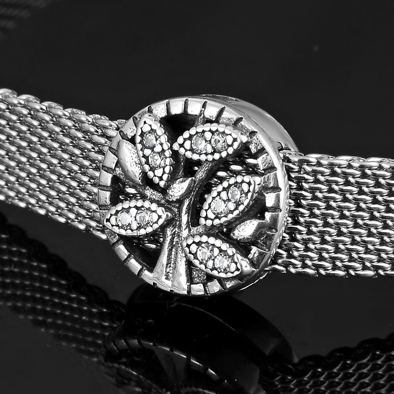 925 Стерлинговое Серебро Маленький Шарм в Форме Дерева С Кубическим Цирконием Клипы Для Часов, Подходят Для Браслета Reflections, Оригинальный Клип Женские Украшения.