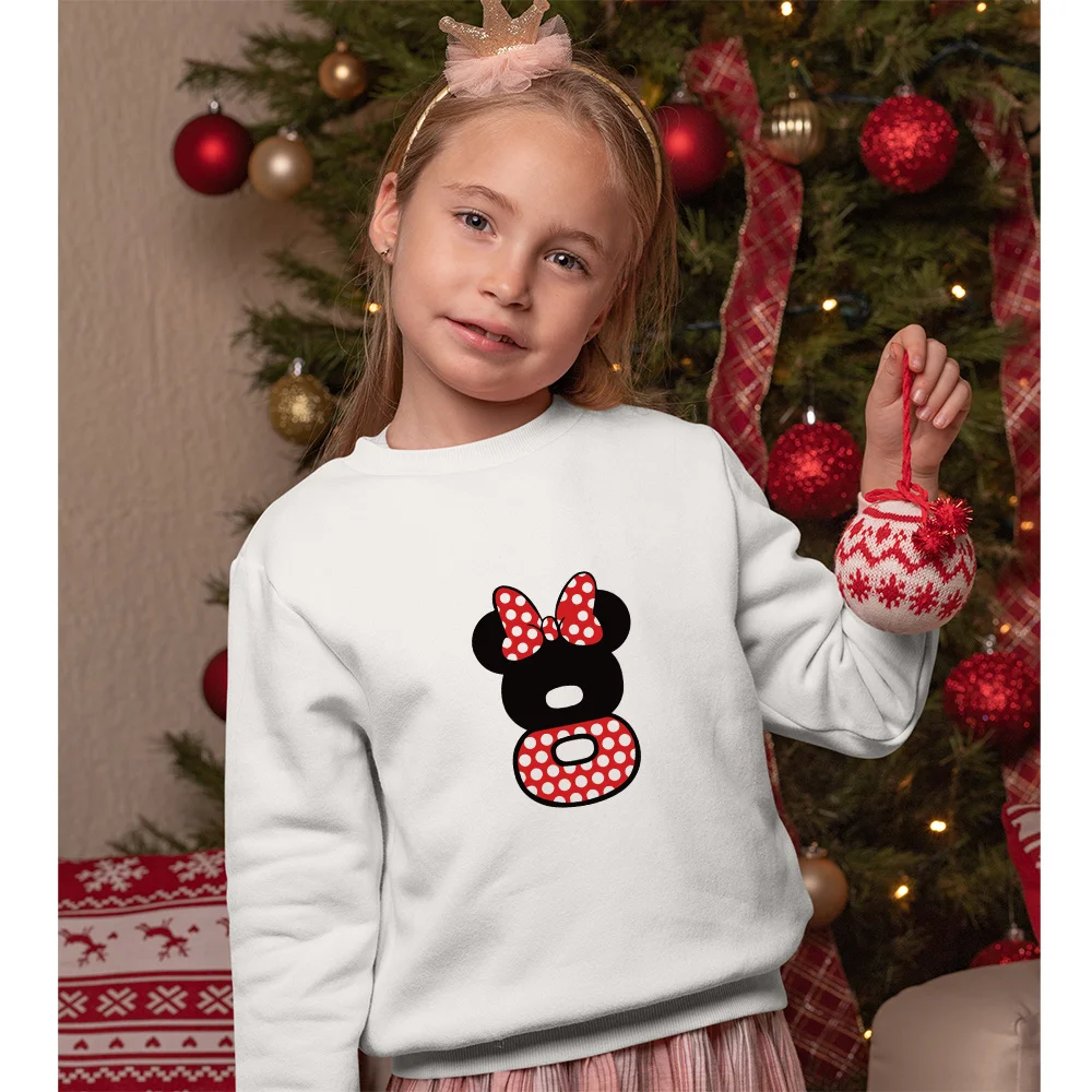 

Autumn Sweatshirts For Baby Warm Long-Sleeved Tops Fashion Minnie Mouse Number Printed Clothes Street Kawaii Boys Girls Hoodies