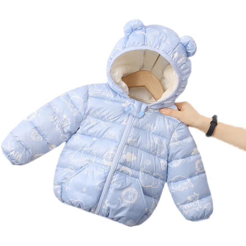 Abrigo de invierno para ni&ntilde;os y ni&ntilde;as, chaqueta de algod&oacute;n suave con orejas de beb&eacute;, chaqueta con capucha, ropa de estilo-4