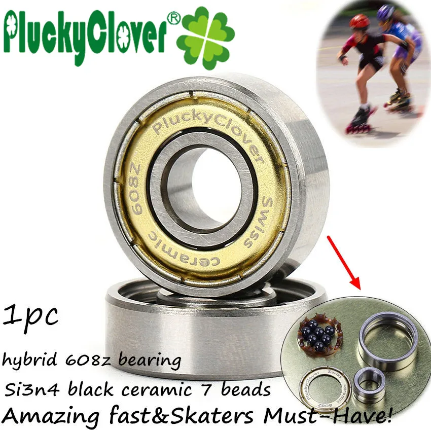 New upgrade! 1pc 7 beads Ceramic hybrid Bearing 608 Slalom Roller skates Driftboard Longboard Fish Electric skateboard Bearing