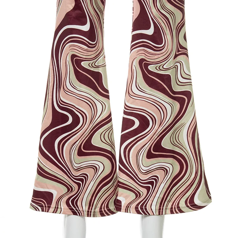 

MyErato Aesthetics Slim High Waist Printed Butt-Lifting Casual Trousers E-Girl Y2K Flared Pants Women Streetwear