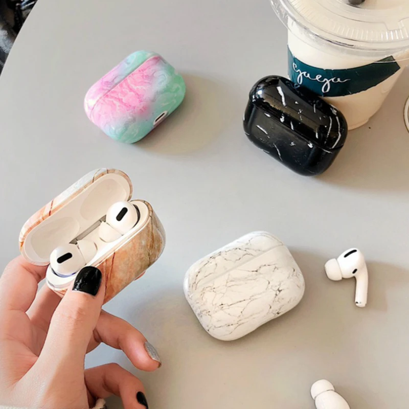 Earphone Case For Apple Airpods Pro Marble Flower Hard Cover Air Pods 3 Headphone Earpods Charging Box Clear | Электроника
