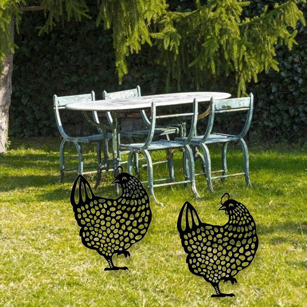 

Cute Hollow Out Design Chicken Lawn Garden Backyards Display Art Craft Outdoor Yard Acrylic Simulation Hen Statues Ornaments