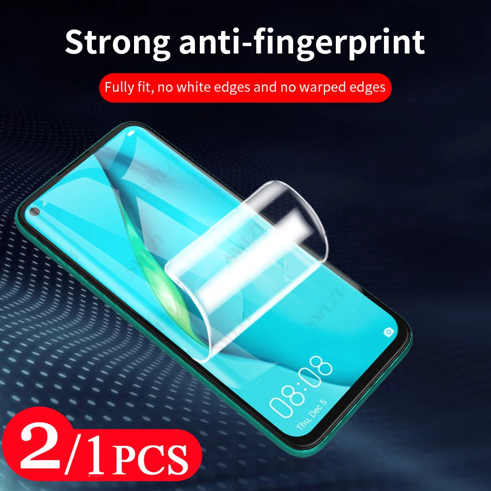 

2/1Pcs soft full cover for huawei P20 P30 P40 pro plus P40 lite E hydrogel film phone screen protector protective film Not Glass