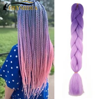 24inch synthetic hair ombre jumbo braids red blue colorful extensions handmade wigs afro bulk piece for black woman heymidea