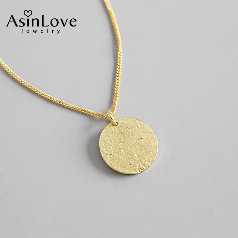 Женское колье с круглым кулоном AsinLove серебро 925 пробы 18 К|Ожерелья| |