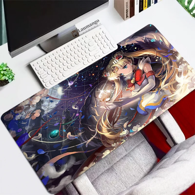 

Anime Sailor Moon Mouse pad Cool Gamer Speed Mice decoration 90x40cm Rubber table Mousepad Pink Keyboards desk Mat for CS GO LOL