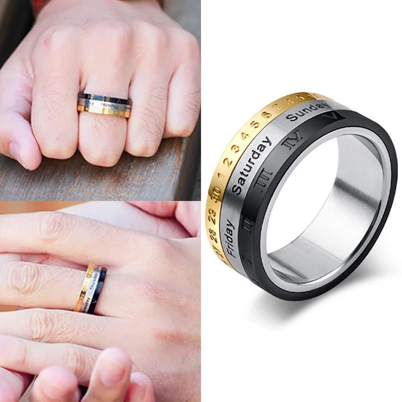 Мужской Спиннер с римскими цифрами 8 мм легированная титаном сталь крутые